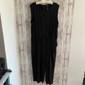 Eileen Fisher Black Tencel Jersey Jumpsuit Drawstring Waist New 2X